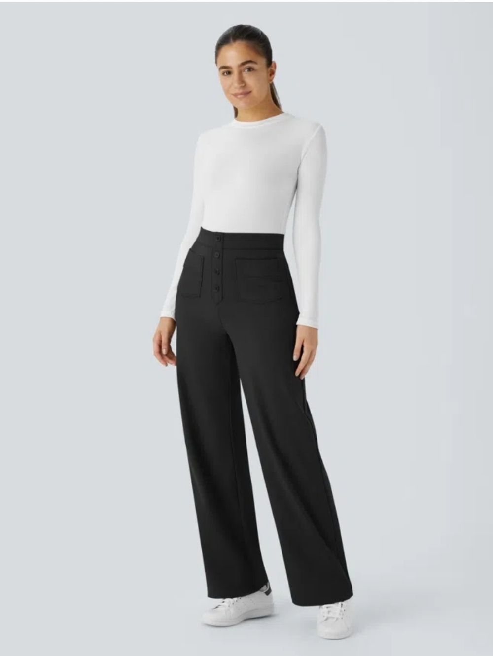 Black Pull-On Wide-Leg High Waist Pants NWT Size XL